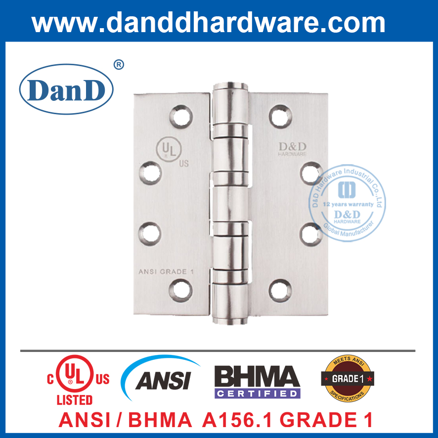 Aço inoxidável UL ANSI 1 Aço inoxidável 304 Fogo Prata Porta pesada dobradiça-DDSSS001-ANSI-1